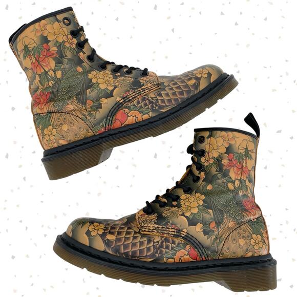 Dr. Martens Shoes - Dr. Martens x Evisu Wagara 1460 Tattoo Sleeve Japanese Koi Fish Boots Size US 7